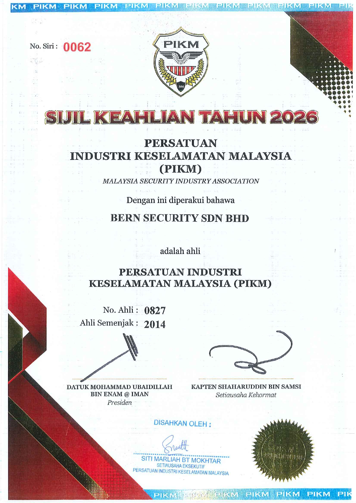 2026 BERN SECURITY PIKM CERT